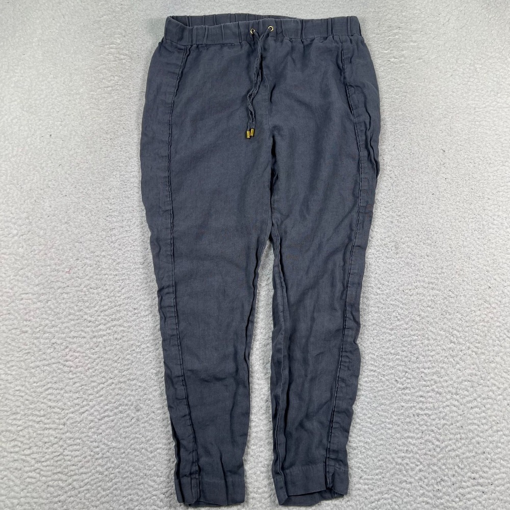 Ellen Tracy 100% Linen Pants Womens Medium‎ Tapered Pull On Stretch Drawstring